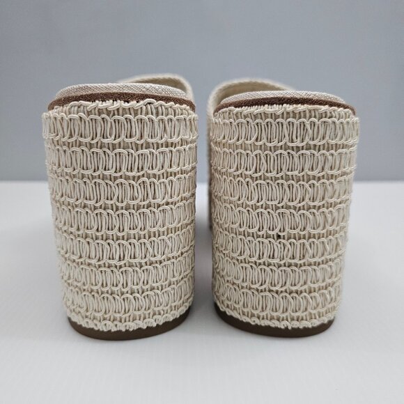 NEW Dolce Vita Ladin Wedge Womens 10 Ivory Cream Woven Heels Platform Sandal - Picture 9 of 13